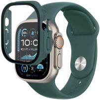 Силиконова каишка с корпус от закалено стъкло за Apple Часовник Ultra 49mm - бензин