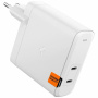 Spigen ArcStation Pro GaN бързо зареждащ адаптер с 2x USB-C порта - 140W - бял