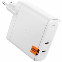 Spigen ArcStation Pro GaN бързо зареждащ адаптер с 2x USB-C порта - 140W - бял