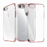 Baseus луксозен лъскав прозрачен калъф за Apple iPhone SE (2020/2022) / 8 / 7 - златно розов