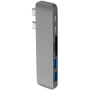 6в1 алуминиев хъб /сплитер с USB-C (Thunderbolt 3) на 2 х USB 3.0 + четец SD и TF kaрти +2 х USB-C за MacBook -сив