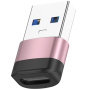 Адаптер за данни и зареждане OTG USB-A 3.0 / USB-C женски - розов