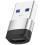 Адаптер за данни и зареждане OTG USB-A 3.0 / USB-C женски - сребърен
