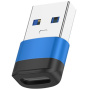 Адаптер за данни и зареждане OTG USB-A 3.0 / USB-C женски - син