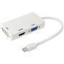 Адаптер 3в1 Mini DisplayPort (Thunderbolt) за HDMI / VGA / DVI за MacBook - бял