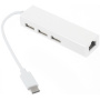 Адаптер от USB-C към USB 2.0 разклонител (3 порта) с Gigabyte ethernet адаптер за MacBook - бял