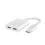 BELKIN Адаптер за аудио и зареждане RockStar - 2x USB-C към USB-C - бял