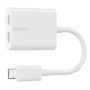 BELKIN Адаптер за аудио и зареждане RockStar - 2x USB-C към USB-C - бял