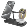 T255 Qi2 3-в-1 магнитен безжичен стенд за iPhone / Apple Watch / AirPods - 15W - черен
