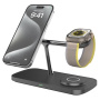 T255 Qi2 3-в-1 магнитен безжичен стенд за iPhone / Apple Watch / AirPods - 15W - черен
