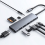 ZT-C909 9-в-1 хъб - слот за SD / TF карта / HDMI / 3,5 мм жак / 2x USB-C / 3x USB-A към USB-C - сив