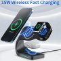 Appleking 4в1 магнитен безжичен стенд за iPhone / Apple Watch / AirPods - 15W - черен