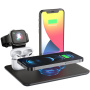 HQ-UD17 4в1 безжична поставка за зареждане за iPhone / Apple Watch / AirPods - черен