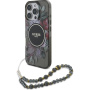 Калъф Guess IML Flowers Pearl Strap с каишка и MagSafe за iPhone 16 Pro Max - сив