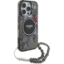 Калъф Guess IML Flowers Pearl Strap с каишка и MagSafe за iPhone 16 Pro Max - сив