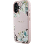 Guess Grained Magnolia кейс с флорален мотив и MagSafe за iPhone 16 - розов