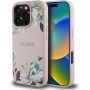 Калъф Guess Grained Magnolia с флорален мотив и MagSafe за iPhone 16 Pro - розов