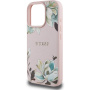 Калъф Guess Grained Magnolia с флорален мотив и MagSafe за iPhone 16 Pro - розов