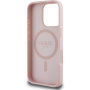Калъф Guess Grained Magnolia с флорален мотив и MagSafe за iPhone 16 Pro - розов