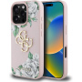 Guess Grained Roses 4G Metal Logo кейс за iPhone 16 Pro - розов