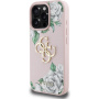 Guess Grained Roses 4G Metal Logo кейс за iPhone 16 Pro - розов