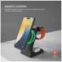 FIXED MagPowerstation Alu 2 3в1 магнитен безжичен стенд за iPhone / Apple Watch / AirPods - 15W - черен