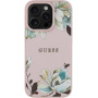 Калъф Guess Grained Magnolia с флорален мотив и MagSafe за iPhone 16 Pro - розов