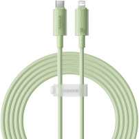 Baseus екологично разградим плетен кабел за зареждане и пренос на данни PD 20W USB-C / Lightning за iPhone / iPad / iPod / AirPods - 2 м - светлозелен
