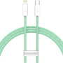 Baseus сплетен кабел за бързо зареждане и пренос на данни PD 20W USB-C / Lightning за iPhone / iPad / iPod / AirPods - 1 m - зелен
