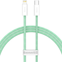 Baseus сплетен кабел за бързо зареждане и пренос на данни PD 20W USB-C / Lightning за iPhone / iPad / iPod / AirPods - 1 m - зелен