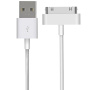 USB-A / 30pin кабел за зареждане и пренос на данни за iPhone 4 / 4S / 3GS / 3G / iPad / iPod - 1 m - бял