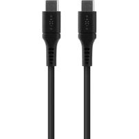 FIXED Liquid silicone кабел за зареждане и пренос на данни PD USB-C / USB-C за iPhone / iPad / MacBook / AirPods - 1,2 м - черен