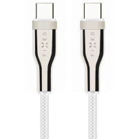 FIXED плетен кабел за зареждане и пренос на данни PD 100W USB-C / USB-C - MFi за iPhone / iPad / MacBook / AirPods - 0,5 м - бял