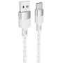 Hoco X99 Crystal Junction силиконов прозрачен кабел за зареждане и пренос на данни USB-A / USB-C за iPhone / iPad / AirPods - 1 м - сив