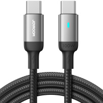 JOYROOM S-CC100A10 плетен кабел за зареждане и пренос на данни 100W USB-C / USB-C за iPhone / iPad / MacBook / AirPods - 1,2 м - черен