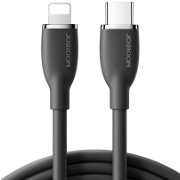 JOYROOM SA29-CL3 силиконов кабел за бързо зареждане и пренос на данни 30W USB-C / Lightning за iPhone / iPad / iPod / AirPods - 1,2 м - черен