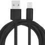 Сплетен кабел за пренос на данни и зареждане USB-A 2.0 / Lightning за iPhone / iPad / iPod / AirPods - 2 m - черен