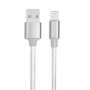 Сплетен кабел за пренос на данни и зареждане USB-A 2.0 / Lightning за iPhone / iPad / iPod / AirPods - 2 m - сребърен