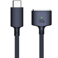 Магнитен кабел с оплетка за зареждане PD 140W USB-C / MagSafe 3 за MacBook - 2 m - черен