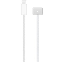 Магнитен кабел с оплетка за зареждане USB-C / MagSafe 3 за MacBook - 2 m - бял