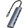 ZT-C909 9-в-1 хъб - слот за SD / TF карта / HDMI / 3,5 мм жак / 2x USB-C / 3x USB-A към USB-C - сив