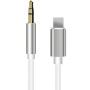 Свързващ кабел AUX с конектори lightning 8-pin / 3,5mm жак за iPhone / iPad - 1 m - бял