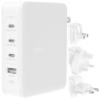 BELKIN BoostCharge Pro 4-портово зарядно устройство PD 140W - 3 бр. USB-C / USB-A с UK, EU, US адаптери за iPhone / iPad / MacBook - бял