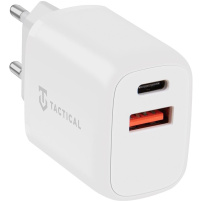 Tactical Base Plug Dual захранващ адаптер 20W USB-C / USB-A за iPhone / iPad / iPod / AirPods - бял
