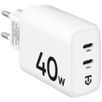 Tactical Base Plug Dual адаптер за зареждане с 2x USB-C порта - 40W - бял