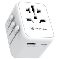 Tactical PTP универсален адаптер за пътуване с USB-C / USB-A портове и прибиращи се щепсели - 12W - бял