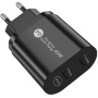Адаптер за бързо зареждане 40W с дуален порт PD USB-C / QC USB-C за iPhone / iPad - черен
