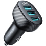 Автомобилно зарядно JOYROOM CCD03 с дисплей и портове 3x USB-A - 17W - черно