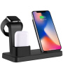 3в1 безжично зарядно за iPhone / Apple Watch / AirPods - черно