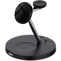 3в1 магнитна стойка за зареждане с нощна светлина за iPhone / Apple Watch / Airpods - черен